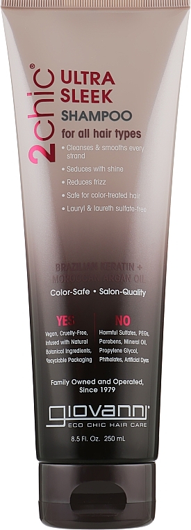 Shampoo - Giovanni 2chic Ultra-Sleek Shampoo Brazilian Keratin & Argan Oil — photo N3