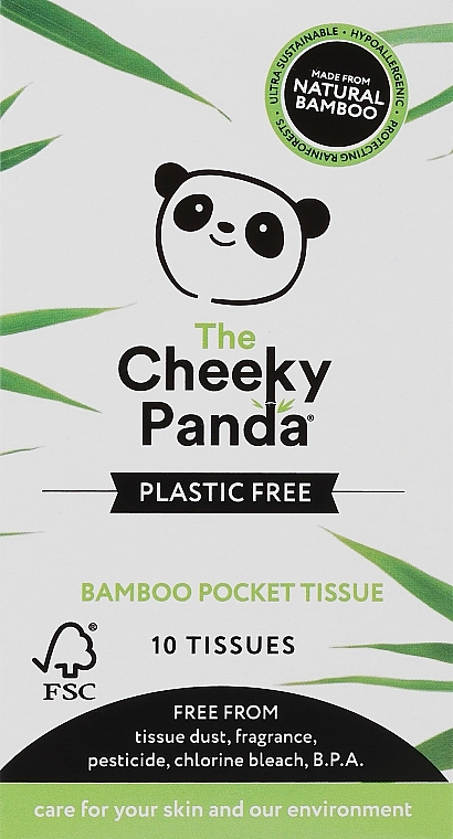 Dry Bamboo Face Wipes, 10 pcs - Cheeky Panda Bamboo Facial Tissue — photo N1