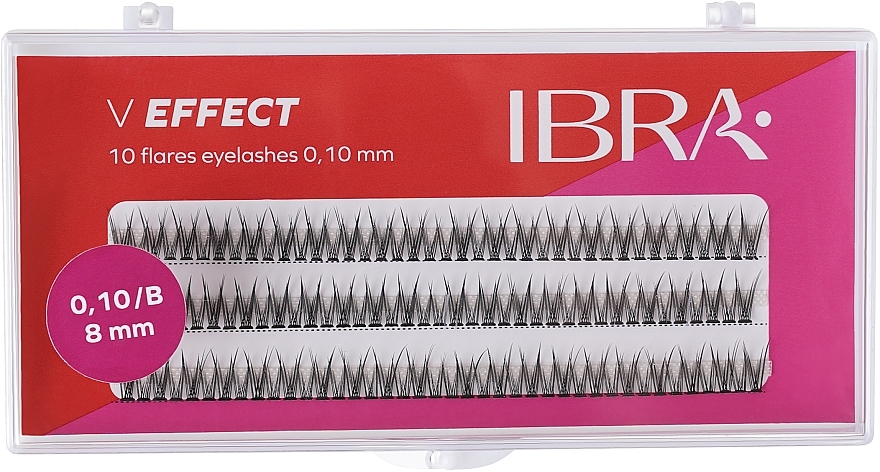 V Effect Lash Individuals B 0.10, 8 mm - Ibra 10 Flares Eyelash — photo N1