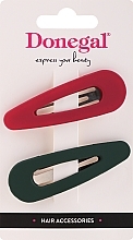 Hair Clips, FA-5671, red & green, 2 pcs - Donegal — photo N8