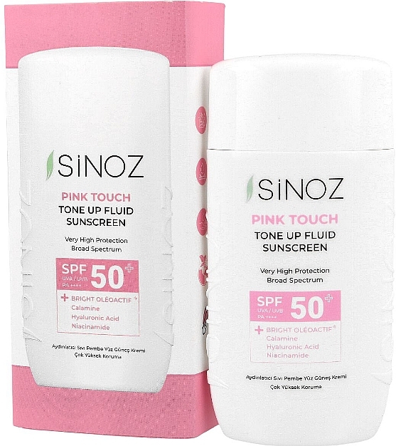 Face Sunscreen SPF50+ - Sinoz Pink Touch Tone Up Fluid Sunscreen SPF50+/PA++++ — photo N1