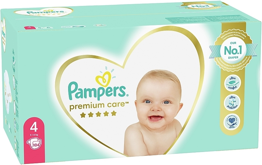 Pampers Premium Care diapers. Size 4 (Maxi), 9-14 kg, 104 pcs - Pampers — photo N4