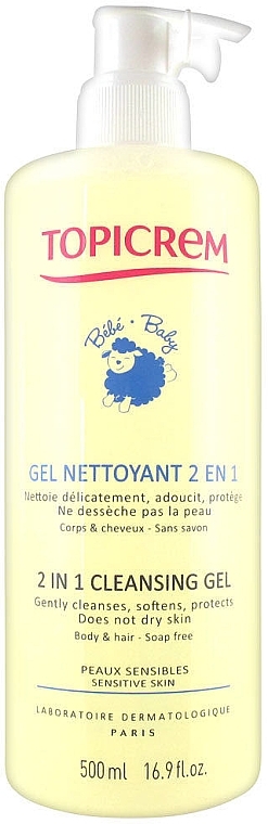 2-in-1 Cleansing Body Gel - Topicrem Soins Bebe Bio Gel Nettoyant — photo N3