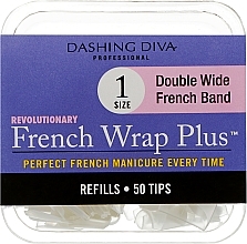 Wide Tips 'French Smile+' - Dashing Diva French Wrap Plus Double Wide White 50 Tips (Size 1) — photo N2