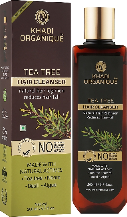 Natural Anti Dandruff & Anti Hair Loss Ayurvedic Shampoo "Black Tree", sulfate-free - Khadi Organique Tea Tree Hair Cleanser — photo N2