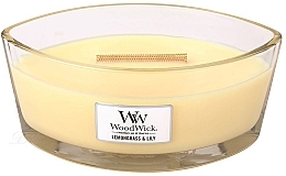 Scented Candle in Glass - Woodwick Hearthwick Flame Ellipse Candle Lemongrass & Lily — photo N2