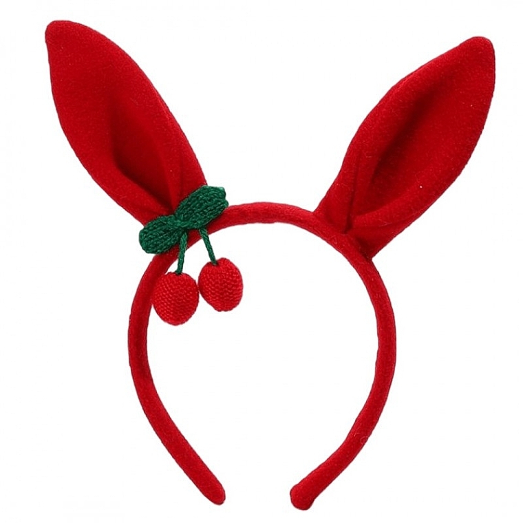 Hair Hoop with Bunny Ears & Cherries, red - Ecarla — photo N1