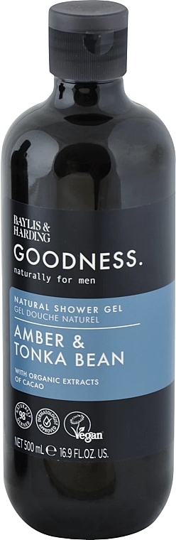 Shower Gel for Men - Baylis & Harding Goodness Natural Shower Gel Amber And Tonka Bean — photo N1