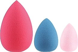 Makeup Sponge Set, crimson, light pink, blue - Golden Rose Beauty Blender Set — photo N1