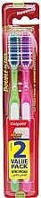 Toothbrush, green + pink - Colgate Double Action Medium Toothbrushes — photo N1