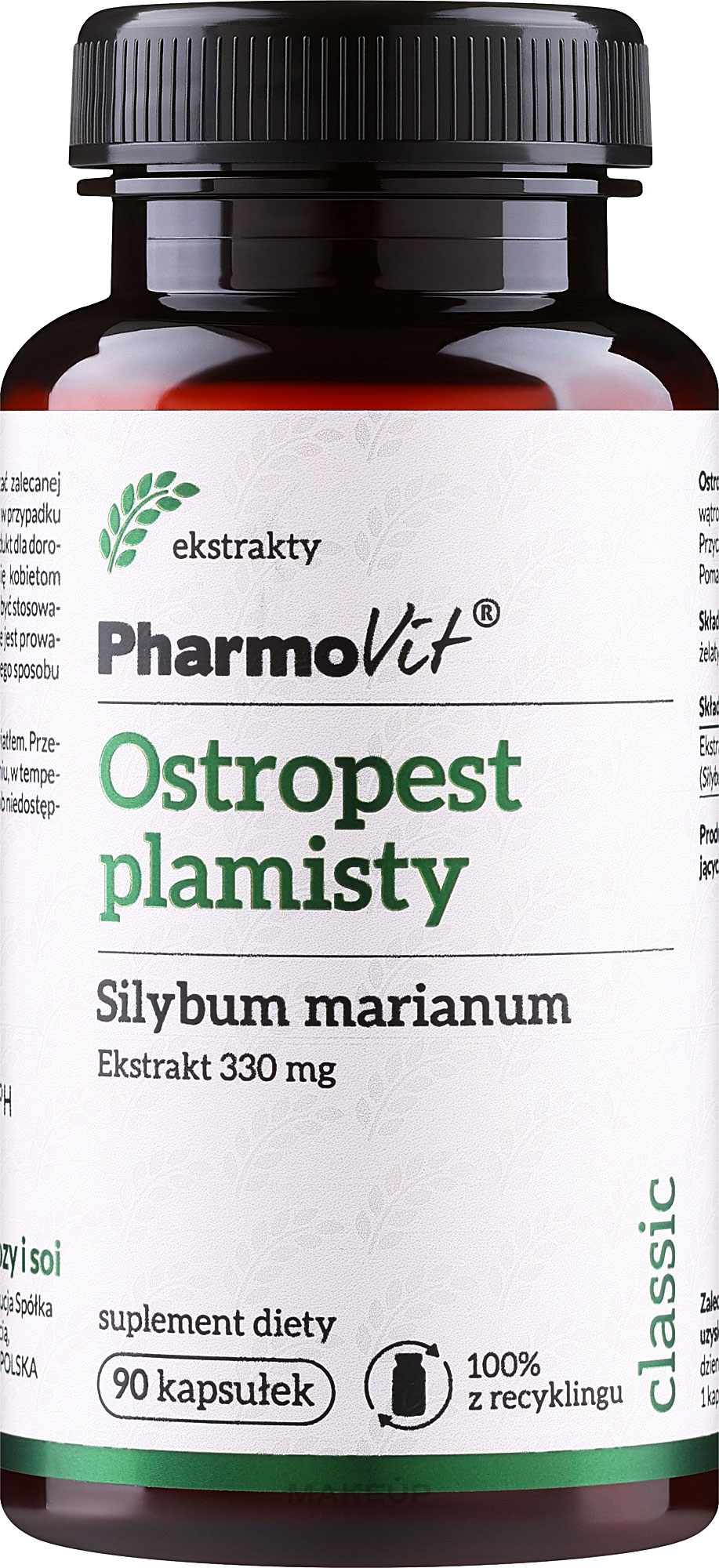 Dietary Supplement 'Milk Thistle', 330 mg - Pharmovit Silybum Marianum — photo 90 szt.