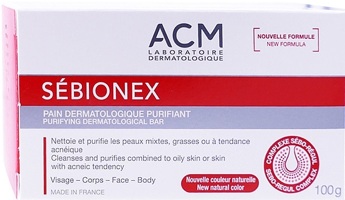 Dermatological Face & Body Soap - ACM Laboratoires Sebionex Pain Dermatologique Purifiant Bar — photo N1