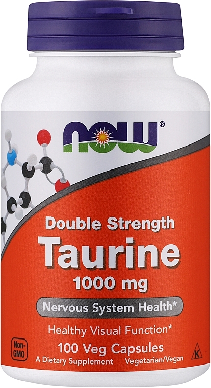 Taurine Amino Acid, 1000mg - Now Foods Taurine 1000mg Double Strength Veg Capsules — photo N1