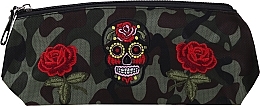 Fragrances, Perfumes, Cosmetics Makeup Bag "Camouflage", 95863, rose & skull - Top Choice
