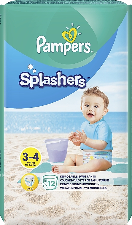 Swim Shorts, size 3-4 (6-11 kg), 12 pcs - Pampers Splashers — photo N12