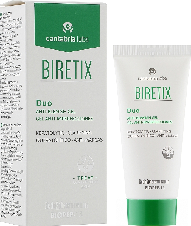 Sebum-Regulating Anti-Inflammatory Face Gel for Acne-Prone Skin - Cantabria Labs Biretix Duo Gel — photo N2