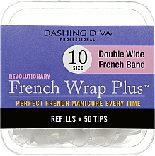 Wide Tips 'French Smile+' - Dashing Diva French Wrap Plus Double Wide White 50 Tips (Size 10) — photo N1