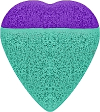 Fragrances, Perfumes, Cosmetics Soft Face Cleansing Sponge "Heart", PF-74, purple-turquoise - Puffic Fashion