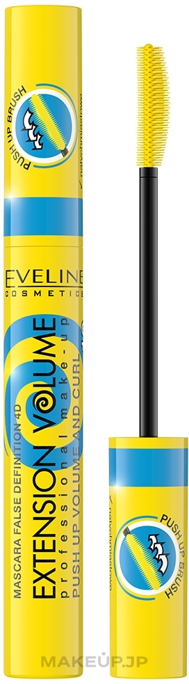 Lash Mascara - Eveline Cosmetics False Definition 4D Extension Volume Push Up Volume And Curl Mascara — photo Black