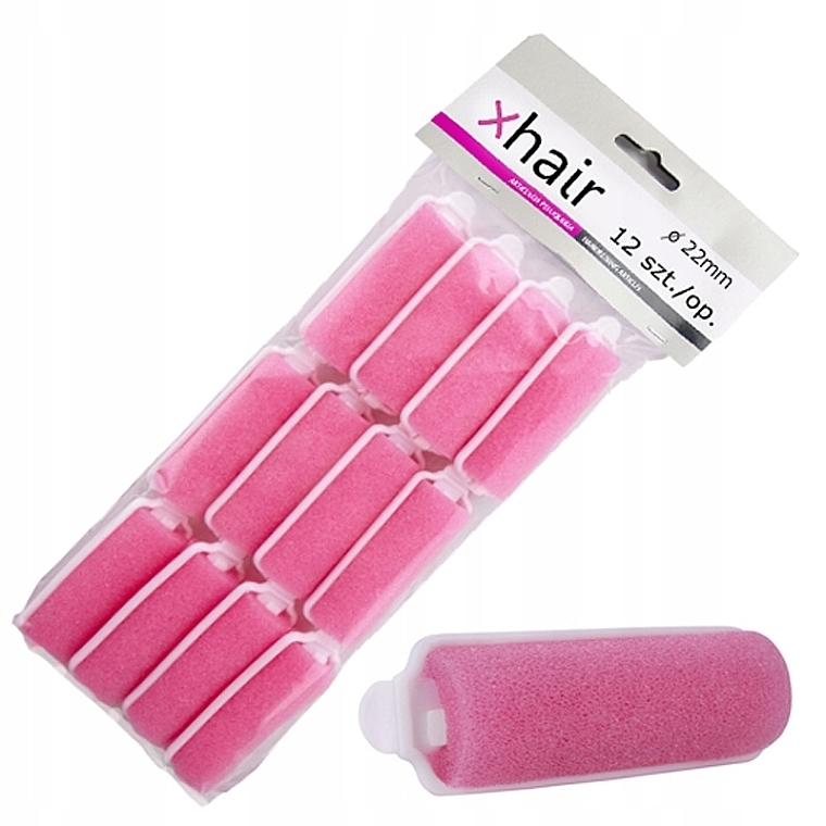 Soft Hair Curlers, d22 mm, pink, 12 pcs. - Xhair — photo N1