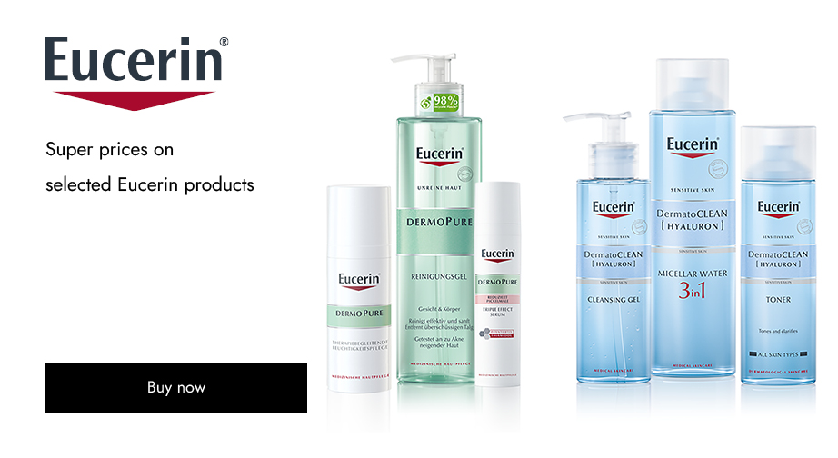 Super prices on selected Eucerin products. Prices on the site already include a discount