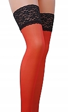 Fragrances, Perfumes, Cosmetics Stockings with Contrasting Lace ST004, 17 Den, rosso/nero - Passion
