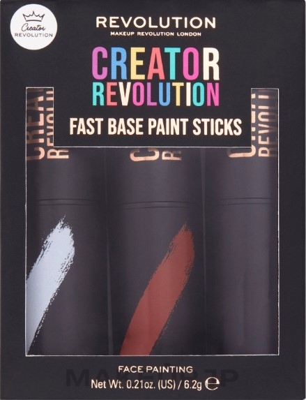 Makeup Stick Set - Makeup Revolution Creator Fast Base Paint Stick Set White, Red & Black — photo 6.2 g