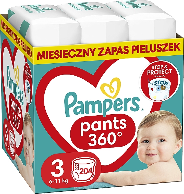 Diaper Pants, size 3, 6-11 kg, 204 pcs - Pampers — photo N1