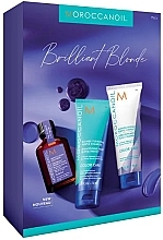 Fragrances, Perfumes, Cosmetics Set - Moroccanoil Brilliant Blonde Purple Trio Kit (shm/70ml+cond/70ml+oil/25ml)