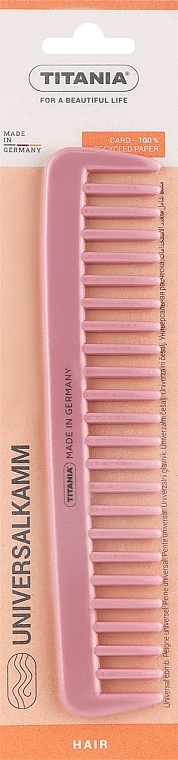 Plastic Comb 18.5 cm, smoky rose - Titania — photo N1