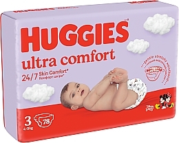 Ultra Comfort 3 Diapers, 4-9 kg, Mega, 78 pcs. - Huggies — photo N2
