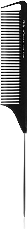 Carbon Antistatic Fine-Teeth Comb with Metal Pin, CLR-309 - Christian — photo N1