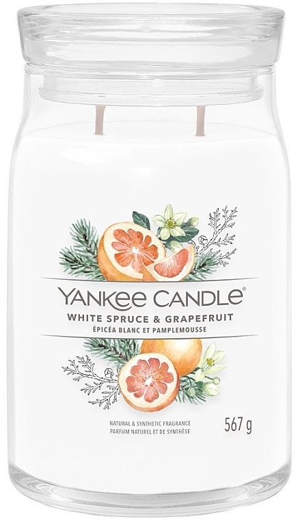 White Spruce & Grapefruit Scented Candle in Jar, 2 wicks - Yankee Candle Singnature — photo N1