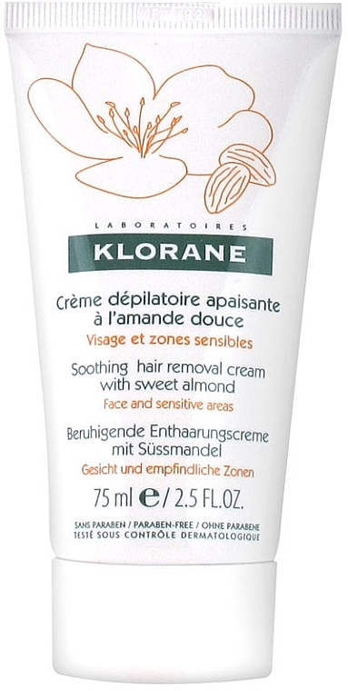Hair Removal Face Cream - Klorane Soothing Hair Removal Cream With Sweet Almond — photo N1