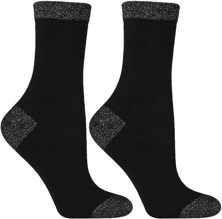 Women Socks with Christmas Reindeer Motif, CSLS250-018, black - Moraj — photo N1