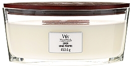 Scented Candle in Glass - Woodwick Hearthwick Flame Ellipse Candle Linen Linge Propre — photo N1
