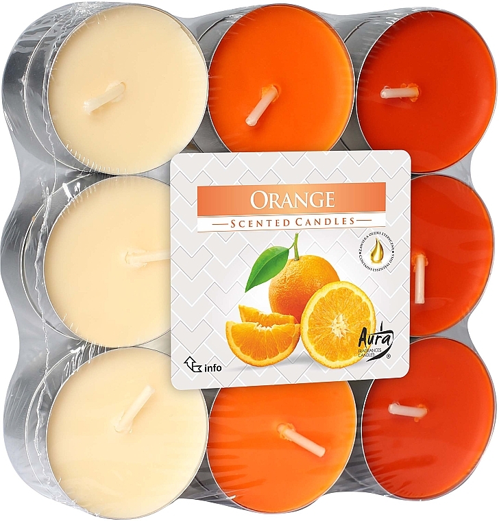 Tealights 'Orange', 18 pcs - Bispol Orange Scented Candles — photo N1