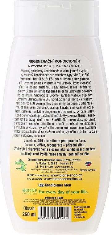 Repair Conditioner - Bione Cosmetics Honey + Q10 Condiceoner — photo N2