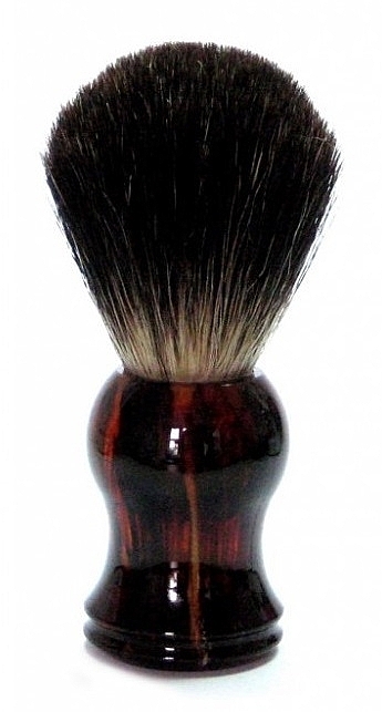 Shaving Brush with Badger Fiber, plastic, black-brown - Golddachs Pure Badger Plastic Tortie Havanna — photo N1