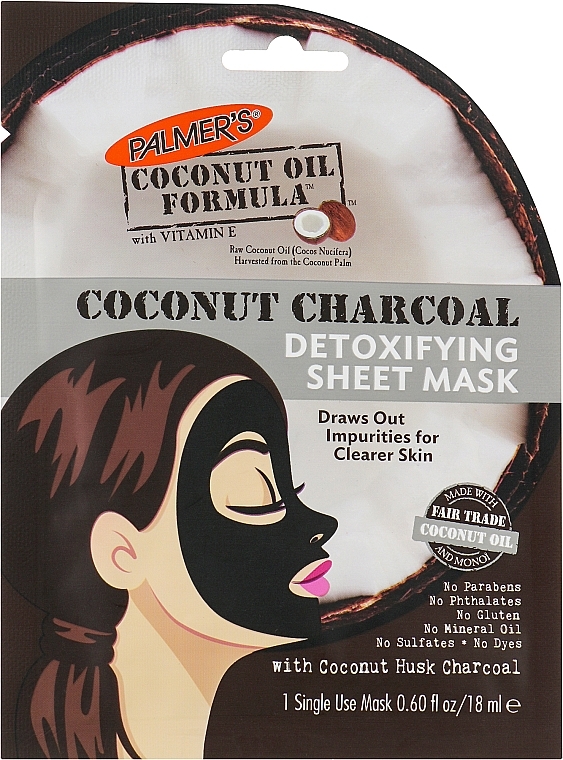 Detox Sheet Mask - Palmer's Coconut Oil Formula Coconut Charcoal Detoxifying Sheet Mask — photo N1