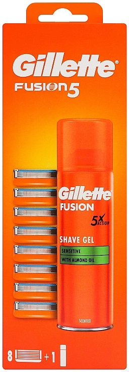 Shaving Set - Gillette Fusion (sh/gel/200ml + blades/8szt) — photo N1