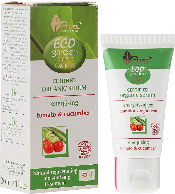 Tomato and Cucumber Serum 35+ - Ava Laboratorium Eco Garden Certified Organic Serum Tomato & Cucumber — photo N1