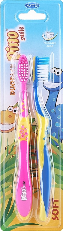 Rebi-Dental Dino Kids Toothbrush M50, soft, blue + pink - Mattes — photo N1