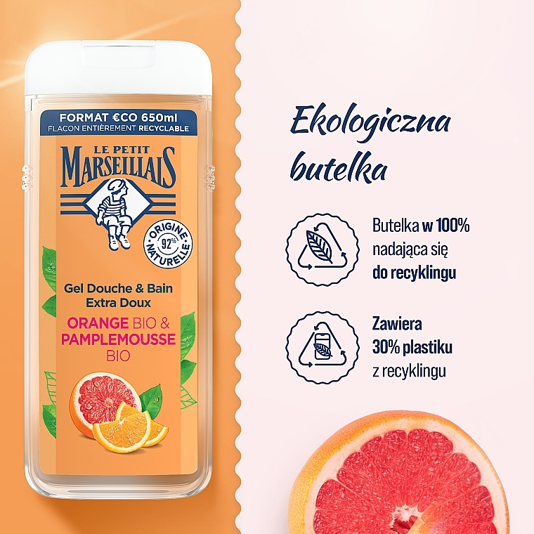 Orange & Grapefruit Shower Gel - Le Petit Marseillais Orange Bio & Pamplemousse — photo N5