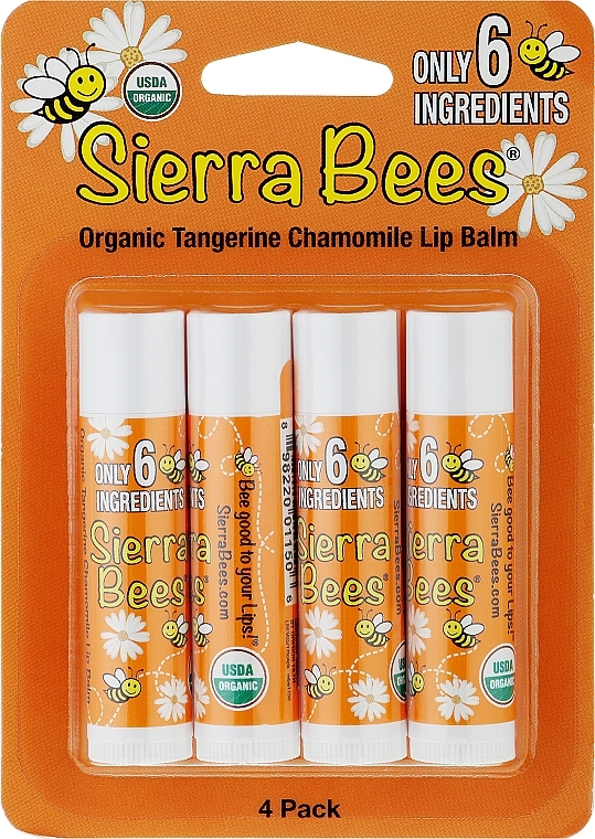 Lip Balm Set with Tangerine & Chamomile Extract - Sierra Bees (lip/balm/4x4,25g) — photo N8