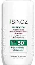 Fragrances, Perfumes, Cosmetics Smoothing Sunscreen Face Fluid SPF50+ - Sinoz Pure Cica Color Correcting Treatment Fluid Sunscreen SPF50+