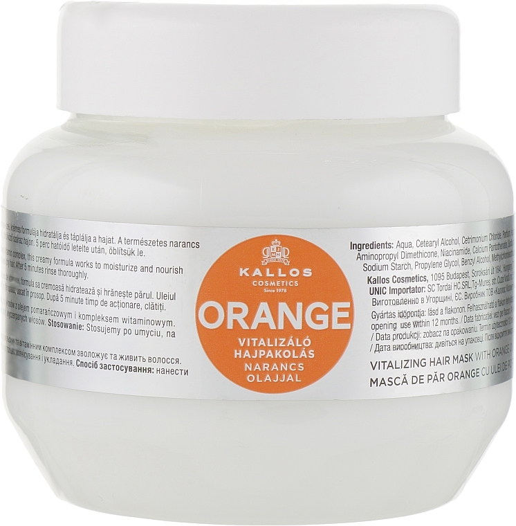 Firming Hair Mask with Orange Oil - Kallos Cosmetics KJMN Orange Vitalizing Hair Mask With Orange Oil — photo N1