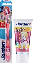 Set 6-12 years, unicorn - Jordan Junior (toothpaste/50ml + toothbrush/1pc) — photo N1