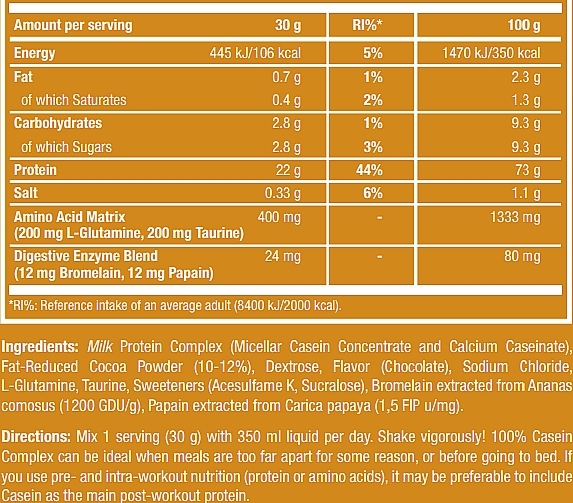 Belgian Chocolate Casein Complex - Scitec Nutrition 100% Casein Complex Belgian Chocolate — photo N3