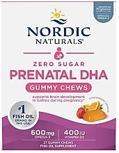 Prenatal DHA Gummy Chews - Strawberry & Orange Flavour - Nordic Naturals Zero Sugar Prenatal DHA Gummies — photo N1